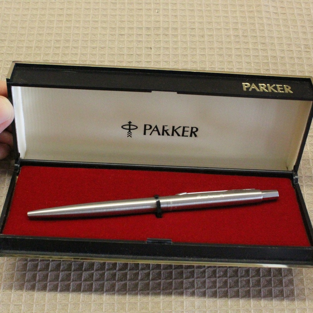 Parker Jotter Ballpoint Pen Silver Stainless Steel Vintage OS Mid-Century Modern